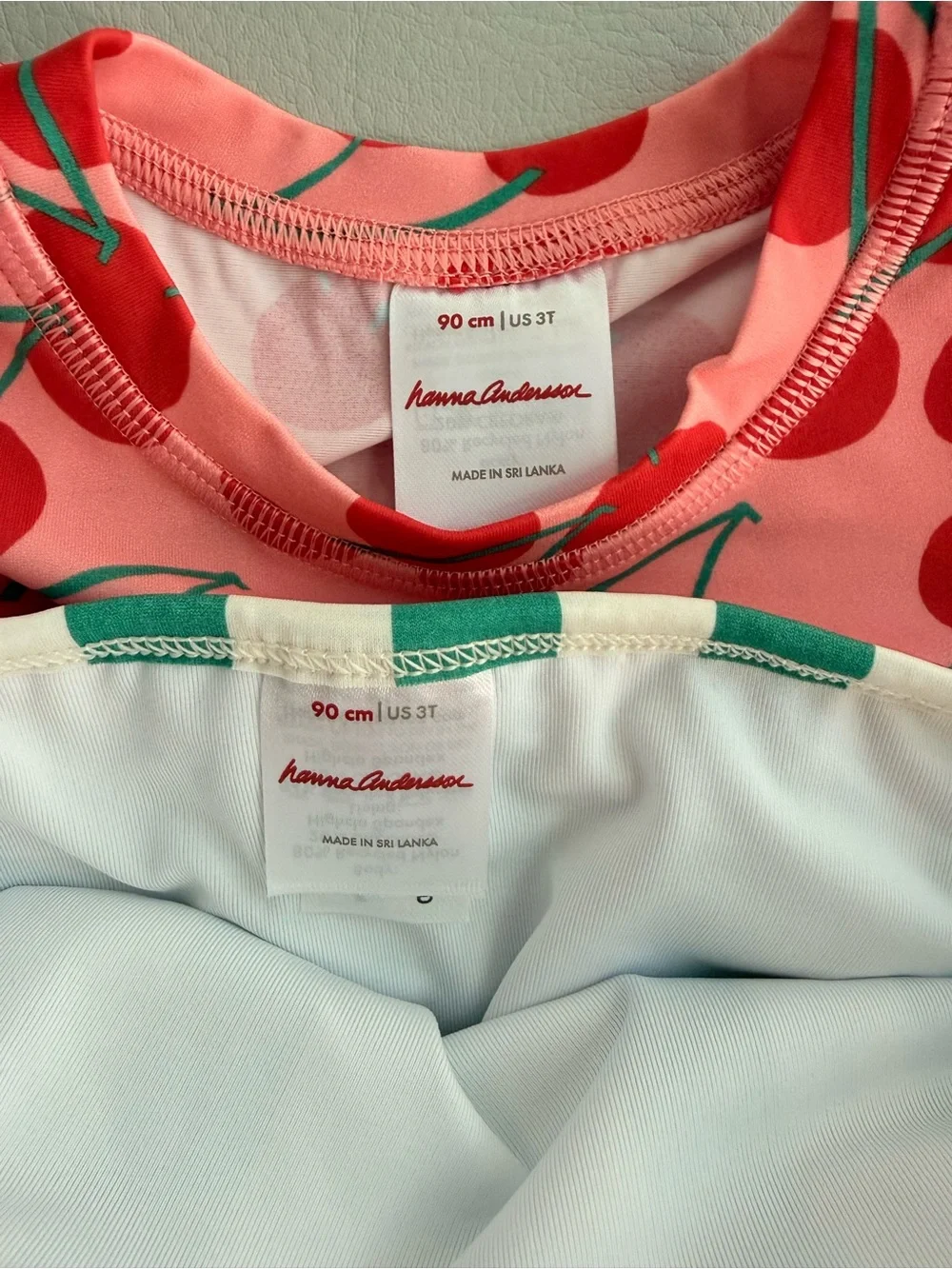 Hanna Andersson Summer Cherries Rashguard & Skirted Bikini Bottom Set 3T - NEW